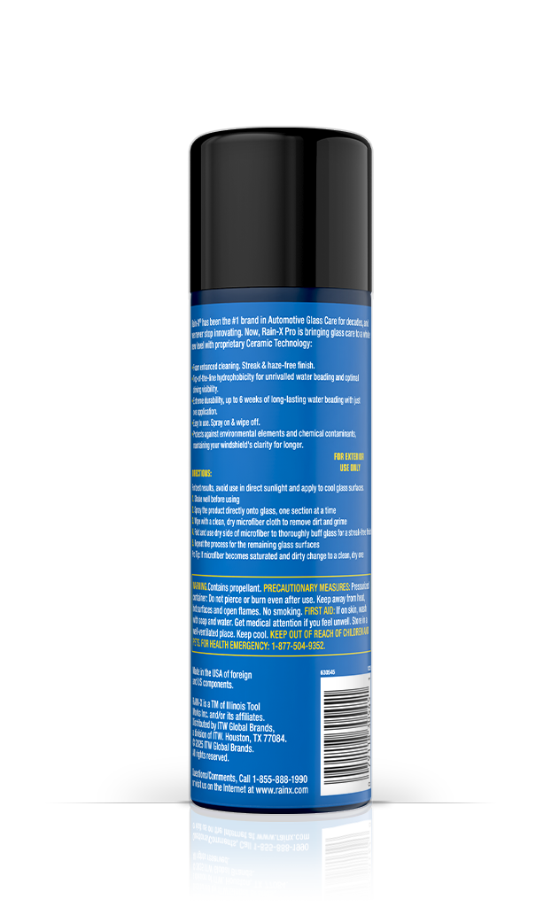 630545 Rain-X Cermai-X Glass Cleaner + Water Repellency Aerosol 18oz Back